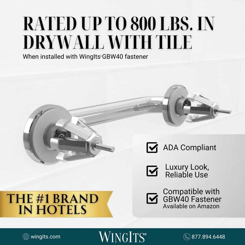WingIts WGB5SS12 STANDARD Grab Bar, Concealed Mount, Satin Stainless Steel, 12-Inch Length by 1.25-Inch Diameter - Image 4